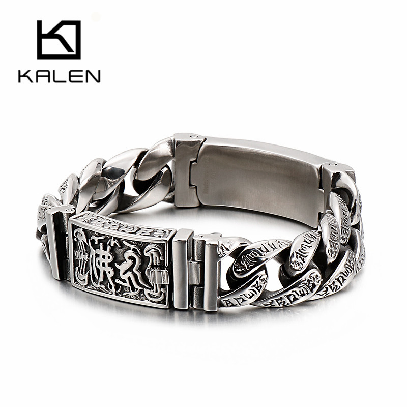 Men Accessories Bd - Kalen Punk CHAIN Skull กําไลข้อมือสร้อยข้อมือสแตนเลสมือผู้ชายเครื่องประดับอุปกรณ์เสริม