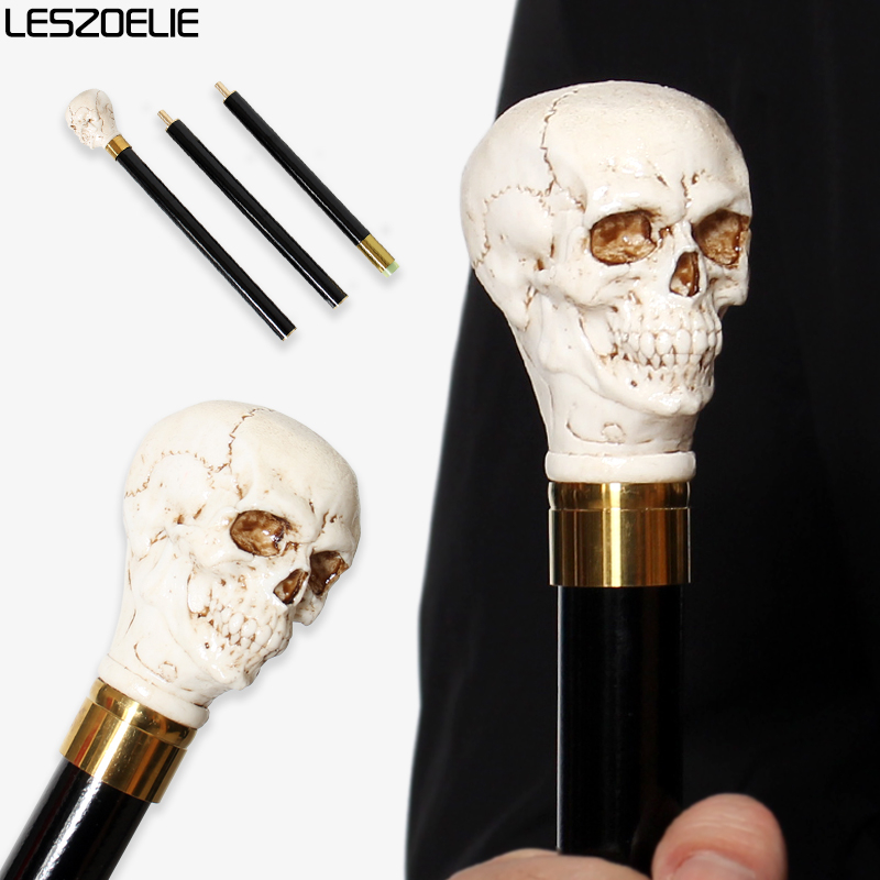 Men Accessories Tips - ไม้เท้าหัวกระโหลกสีดำทำจากไม้บีชเยอรมัน ขนาด 93 ซม. แบบ 3