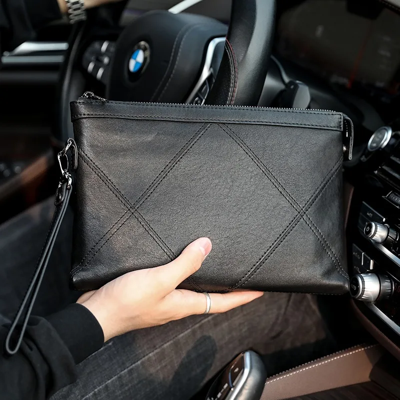 Men'S Accessories Wallet - Senofan กระเป๋าถือแบรนด์เนมกระเป๋าคลัทช์หนังแกะนุ่มหนังแท้ผู้ชายสำหรับกระเป๋าเอกสารผู้ชาย