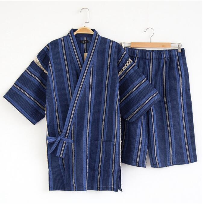 Men'S Kimono Accessories - ชุดนอนกิโมโนญี่ปุ่นผ้าฝ้ายบุรุษชุดนอน House Jinbei กางเกงขาสั้นฤดูร้อน