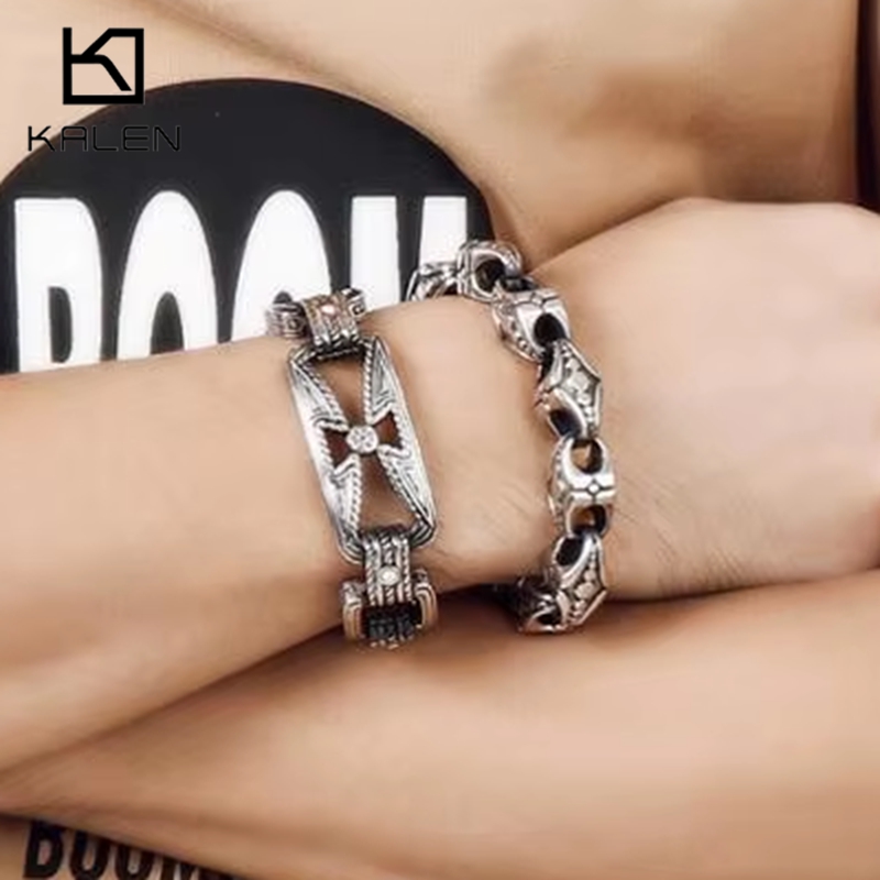 Men Accessories Bd - KALEN Punk CROSS สร้อยข้อมือผู้ชายสแตนเลส 21.5 ซม.22