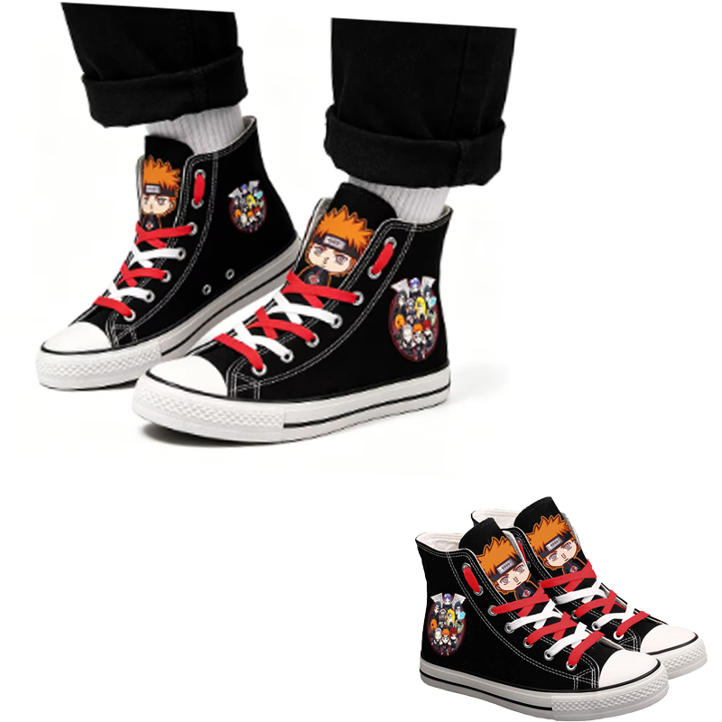 Men'S Accessories Gift Ideas - รองเท้าผ้าใบหุ้มข้อ Naruto Uzumaki สำหรับผู้ชายและผู้หญิง รองเท้าลำลองแบบแบน รองเท้าคู่รัก