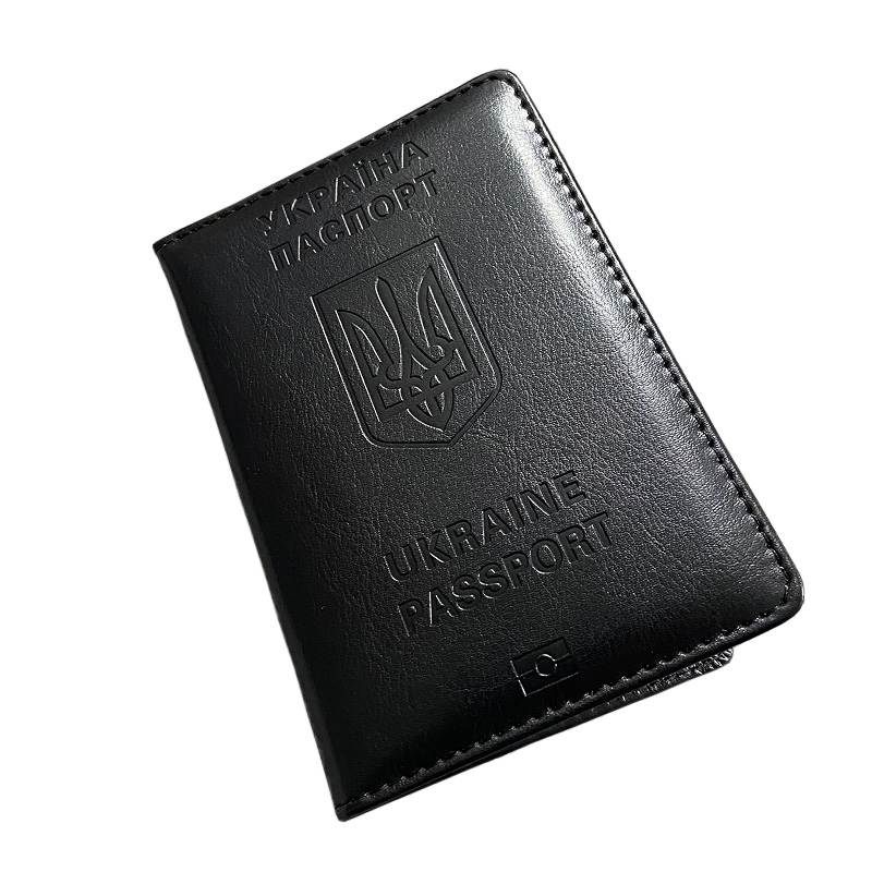 Men'S Accessories Case - ยูเครนผู้ถือหนังสือเดินทางผู้ชายสีดําหนัง Pu บนหนังสือเดินทางกระเป๋าสตางค์ Passaporte Viagem