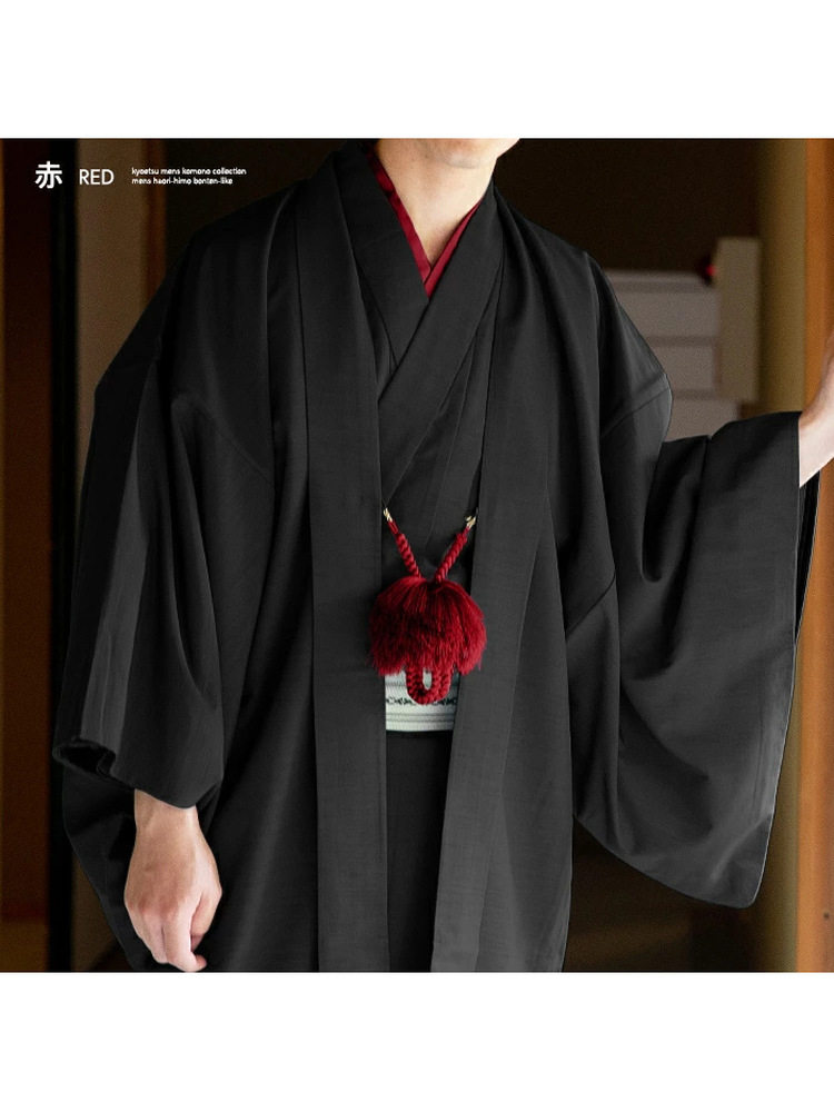 Men'S Kimono Accessories - เสื้อคลุมกิโมโนแบบญี่ปุ่นสำหรับผู้ชาย ฮะโอริ แบบผูกปม สำหรับฤดูใบไม้ผลิ พร้อมกระดุมตกแต่ง อุปกรณ์เสริมกิโมโนแบบดั้งเดิม