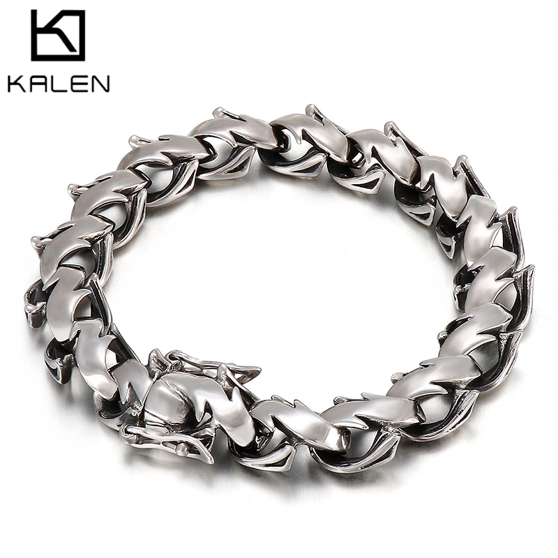 Men Accessories Bd - KALEN ขัด Chunky สร้อยข้อมือผู้ชายที่ไม่ซ้ํากัน Link Chain