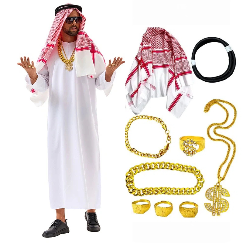Men Accessories In Dubai - ชุดอาหรับ เสื้อผ้าตะวันออกกลาง ดูไบ ไทคูน คอสเพลย์ เสื้อคลุมยาวสีขาว