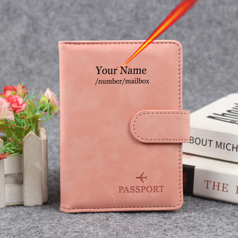 Men'S Accessories Case - ปุ่มแม่เหล็กปกหนังสือเดินทางปรับแต่งชื่อบนฝาครอบ Rfid กระเป๋าสตางค์ผู้ชายผู้หญิงสําหรับหนังสือเดินทางกระเป๋าสตางค์หนังสือเดินทางกระเป๋า