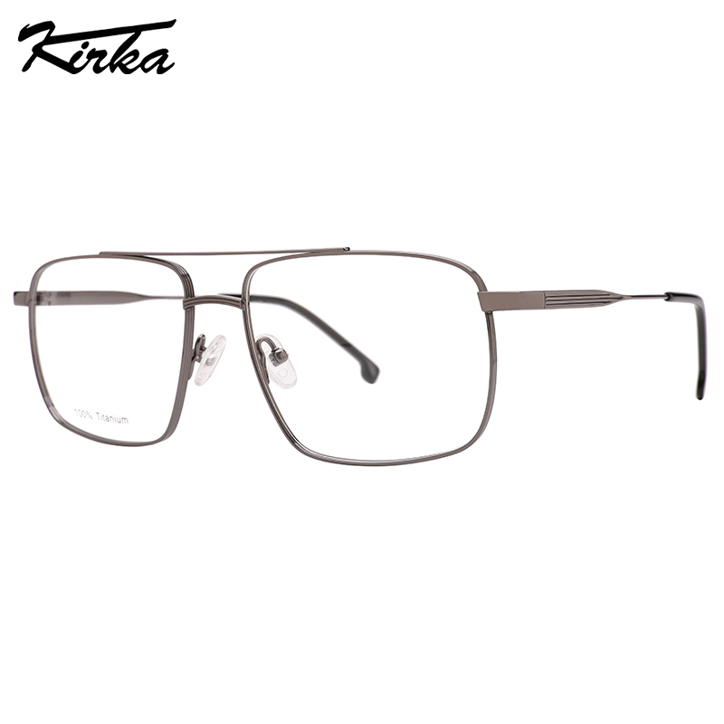 Men Accessories Tips - Kirka ชายไทเทเนียมขนาดใหญ่สี่เหลี่ยมผืนผ้า Double Bridge Shine สีกรอบ