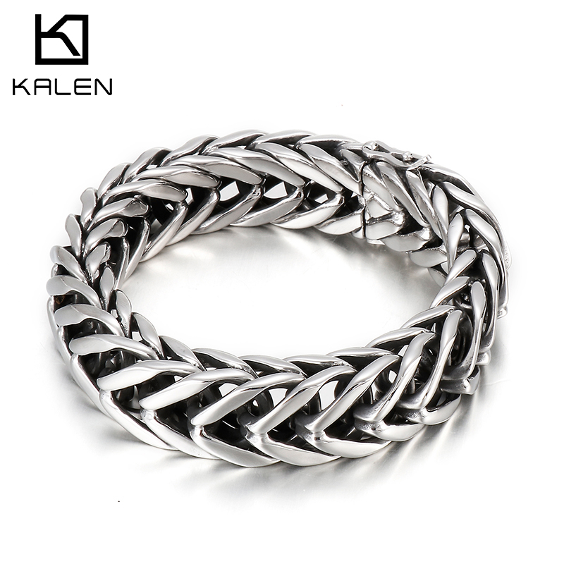 Men Accessories Bd - Kalen 17 มม.บุคลิกภาพสร้อยข้อมือผู้ชาย Punk ขัด 316L