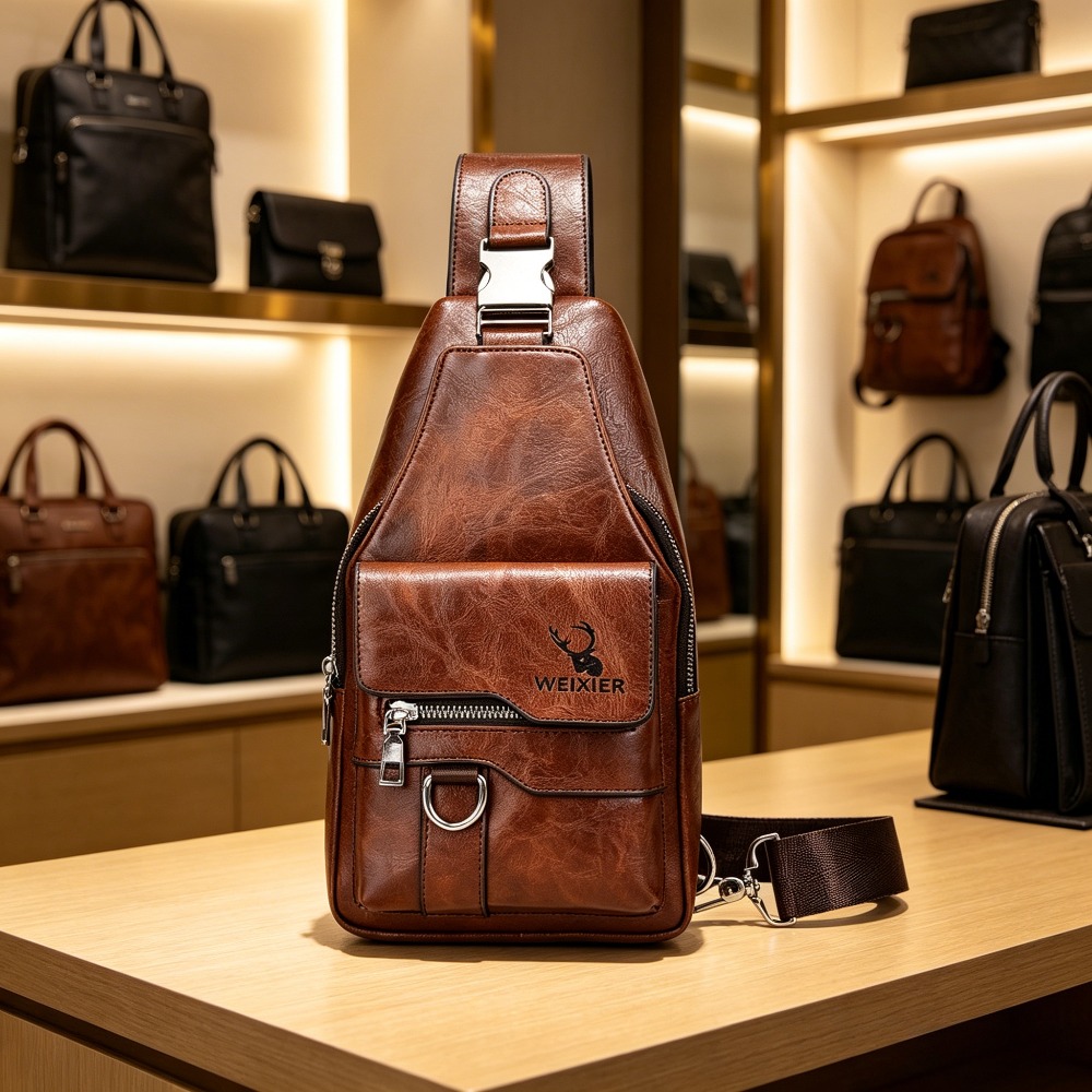 Men'S Accessories Backpack - กระเป๋าสะพายข้างสำหรับผู้ชาย กระเป๋าหนัง PU สะพายไหล่ กระเป๋าคาดลำตัว กระเป๋าเป้สะพายหลังสำหรับเดินทาง