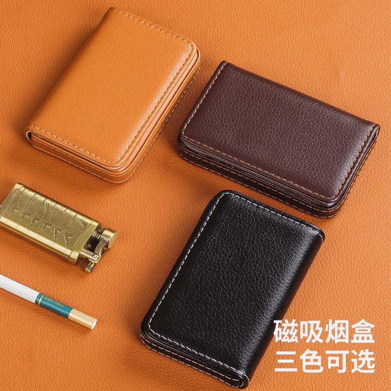 Men'S Accessories Case - กล่องใส่บุหรี่แบบพกพาขนาด 8 มม. ทำจากหนัง PU พร้อมช่องใส่บัตรธุรกิจ