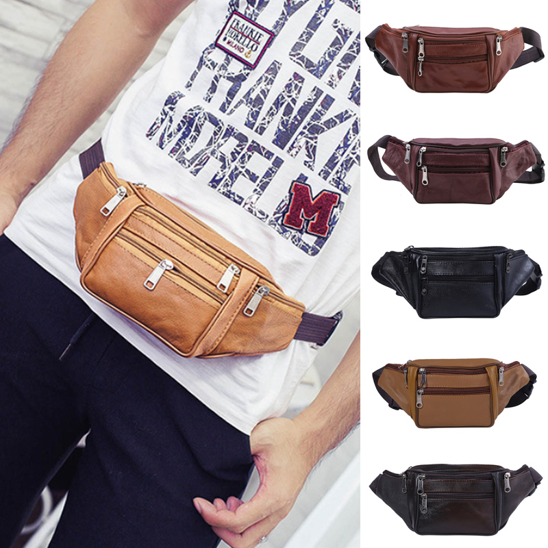 Travel Organizer Men - แฟชั่นผู้ชายหนังแท้เอวแพ็คผู้ชายออแกไนเซอร์เดินทางเอวแพ็คความจําเป็นเข็มขัดเอวกระเป๋าโทรศัพท์มือถือ