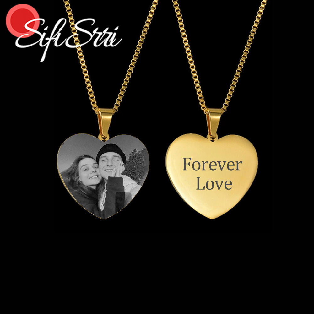Men Accessories Gift Box - Sifisrri แกะสลักชื่อรูปภาพสร้อยคอจี้หัวใจสําหรับหญิงชายเครื่องประดับสแตนเลสปลอดภัยขับรถส่วนบุคคลของขวัญคู่
