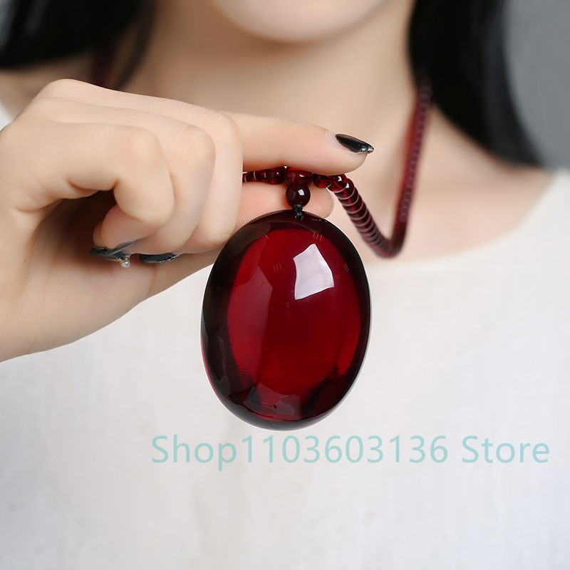 Men Accessories Ethnic - สร้อยคอจี้ขี้ผึ้งสีเหลืองอำพันธรรมชาติสีเบอร์กันดีเสน่ห์เครื่องประดับผู้หญิงจี้แกะสลักด้วยมือสำหรับเครื่องประดับผู้ชายแฟชั่น