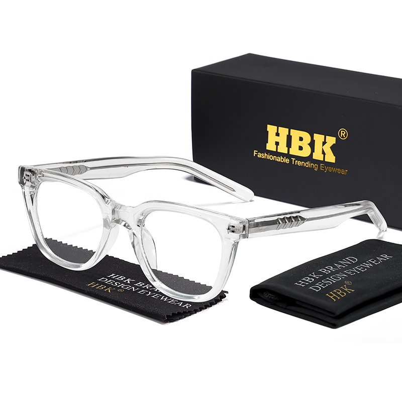 Men Accessories Tips - กรอบแว่นตาแฟชั่น HBK ทรงสี่เหลี่ยมสำหรับผู้ชาย กรอบวินเทจทำจากเซลลูโลสโพรพิโอเนต ขาแว่นสำหรับผู้หญิง กรอบแว่นกรองแสงสีฟ้า