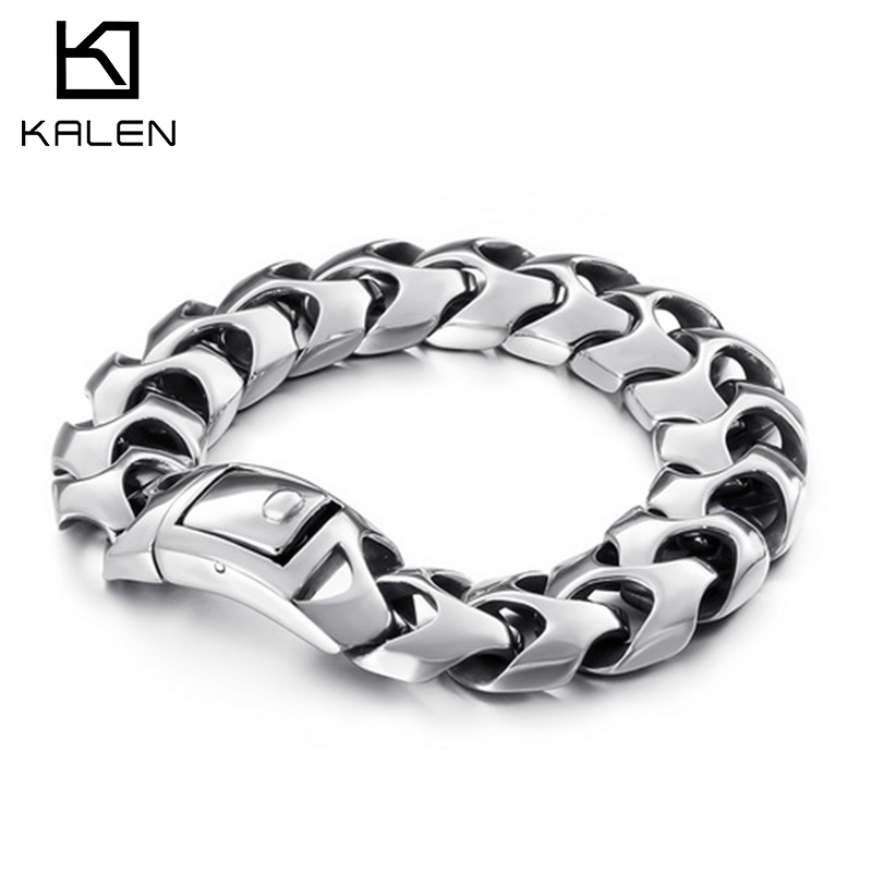 Men Accessories Bd - KALEN คุณภาพสูง Arrow สร้อยข้อมือผู้ชาย22ซม.โซ่สแตนเลส Bilezik Boho