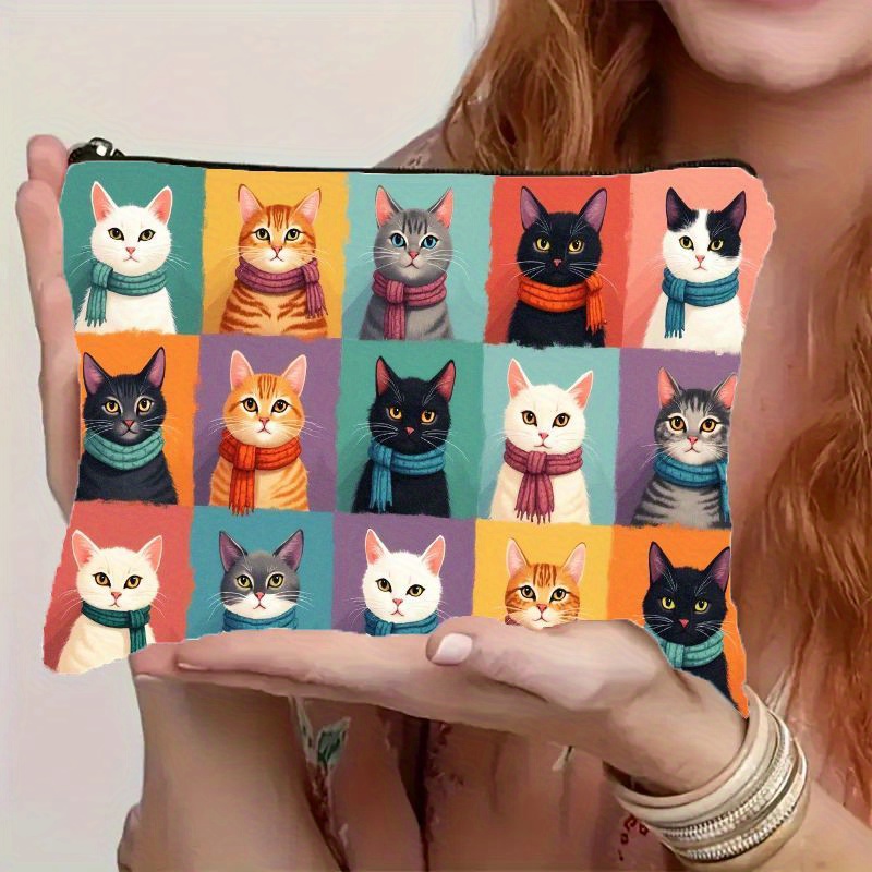 Travel Organizer Men - กระเป๋าแต่งหน้าลายแมวน่ารัก, กระเป๋าใส่เครื่องสำอางแบบพับได้แบบมีซิป, กระเป๋าใส่อุปกรณ์อาบน้ำสำหรับเดินทาง, ของขวัญสำหรับผู้หญิงและผู้ชายสำหรับคนรักแมว