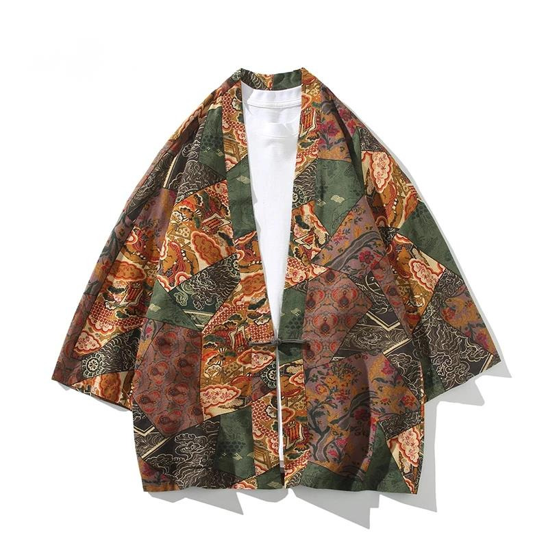 Men'S Kimono Accessories - สไตล์ชาติพันธุ์พิมพ์ Yukata ผู้ชายผู้หญิงแฟชั่นผ้าฝ้ายลินินเสื้อสเวตเตอร์ถักเสื้อผ้าเอเชีย Harajuku ญี่ปุ่นคอสเพลย์กิโมโน