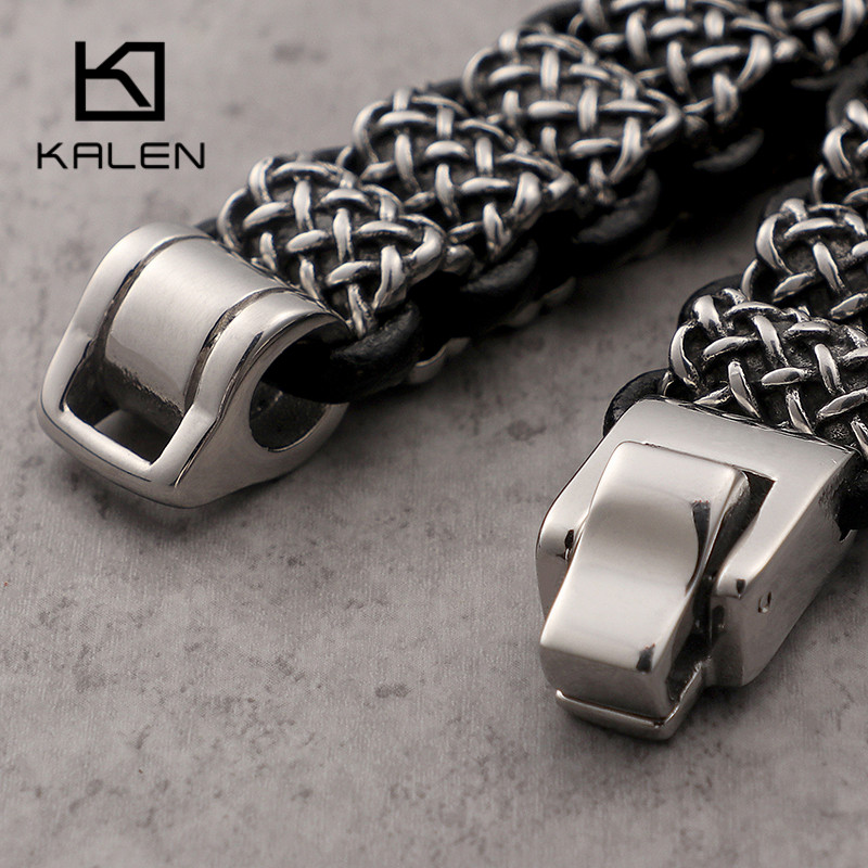 KALEN Vintage หนังสีดำสร้อยข้อ - Men Accessories Bd บทวิจารณ์และราคา