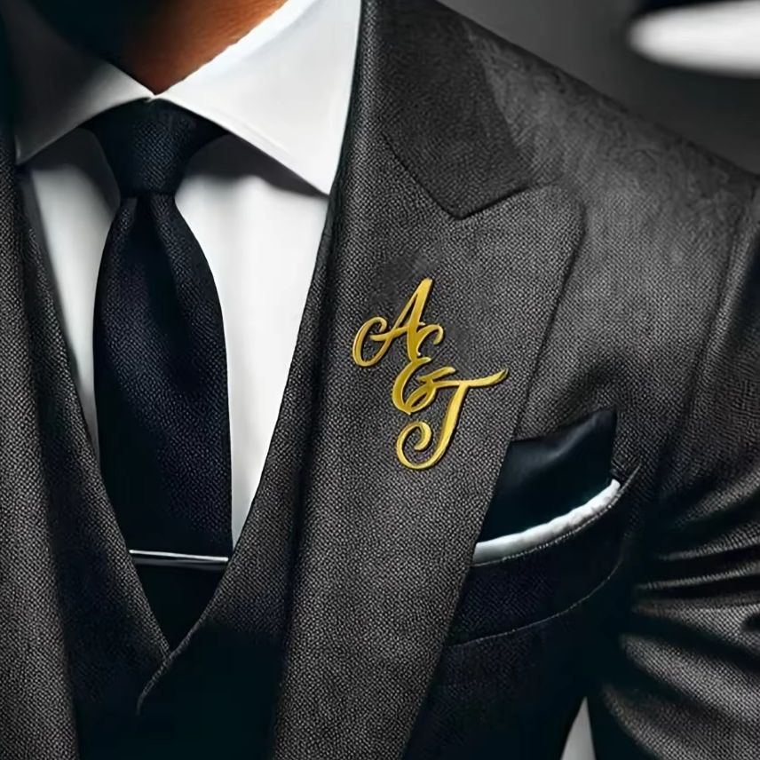 Custom Monogramชื่อเริ่มต้นสแต - Men Accessories Brooch บทวิจารณ์และราคา