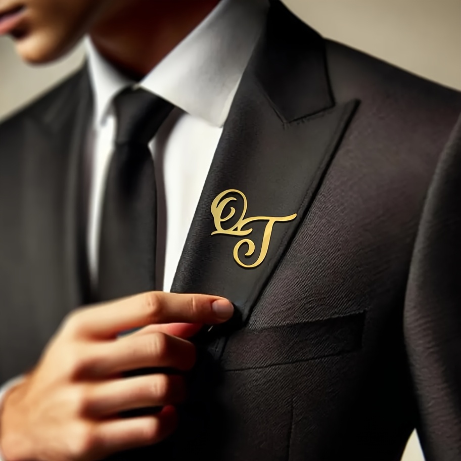 Custom Monogramชื่อเริ่มต้นสแต - Men Accessories Brooch บทวิจารณ์และราคา