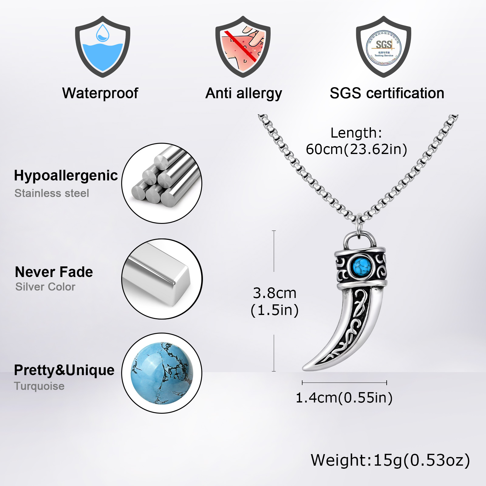 สร้อยคอจี้รูปแตรสไตล์วินเทจสำห - Men Accessories Ethnic บทวิจารณ์และราคา