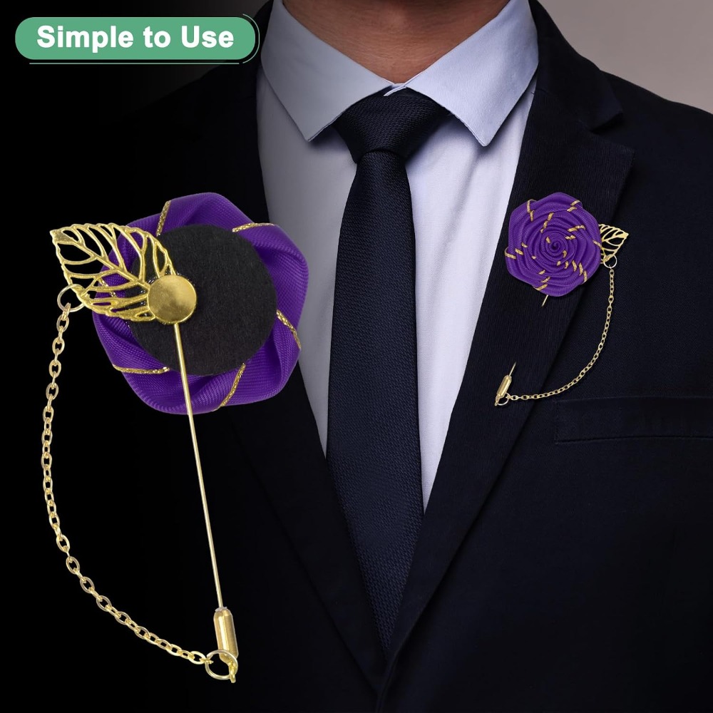 เข็มกลัดรูปดอกกุหลาบประดับใบไม - Men Accessories Brooch บทวิจารณ์และราคา